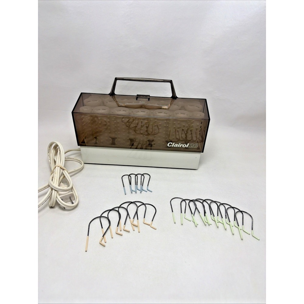 VTG Clairol 20 Instant Hairsetter C20 S-Z Hot Rollers Curlers w/ Clips Works